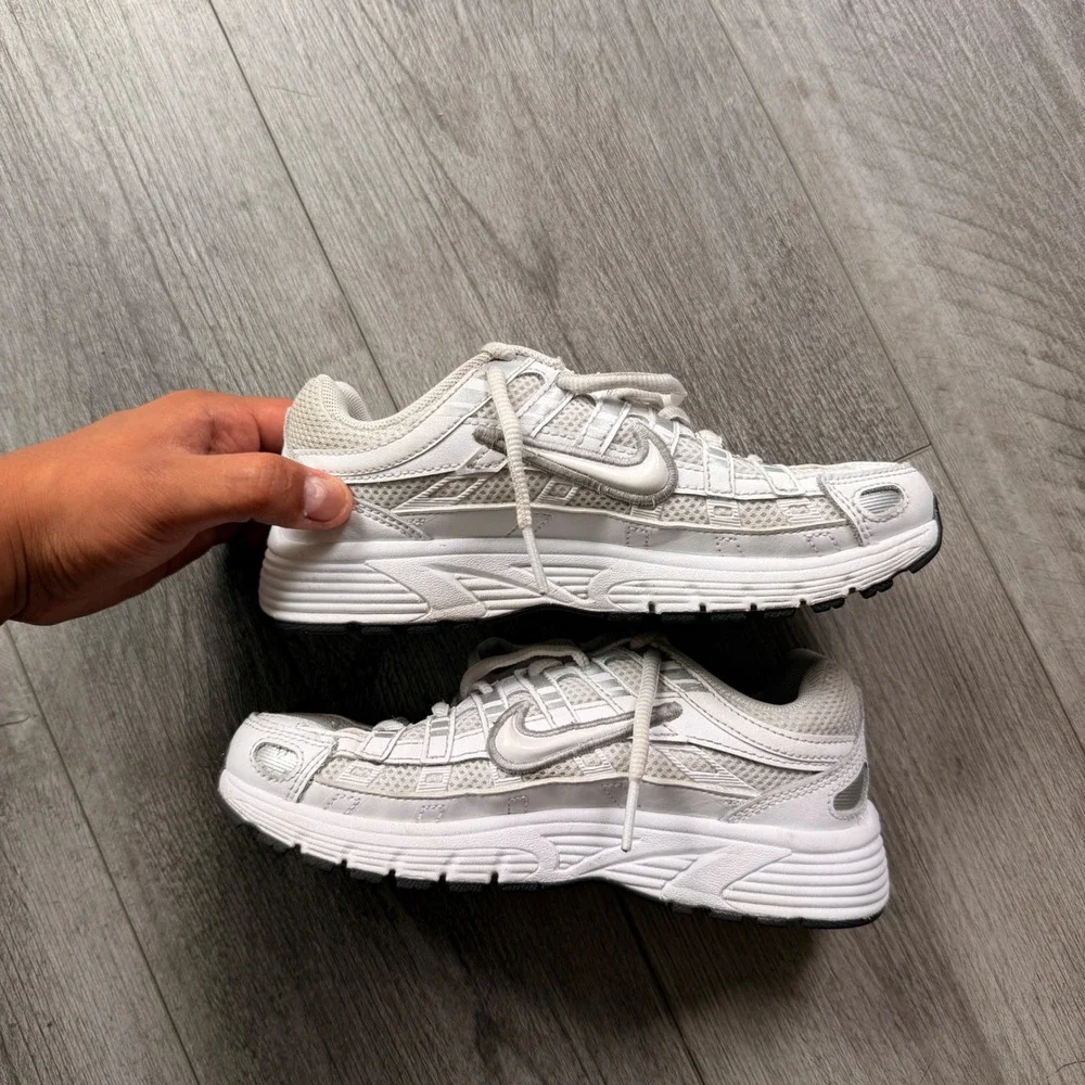 Nike P-6000 GS Youth 1Y White Silver Kids Running Shoes HV5064-003 Used